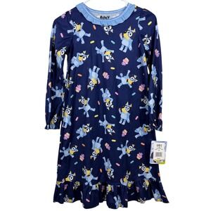 Bluey Girls Cupcake Party Long Sleeve Flame Resistant Nightgown Pajama Size 8